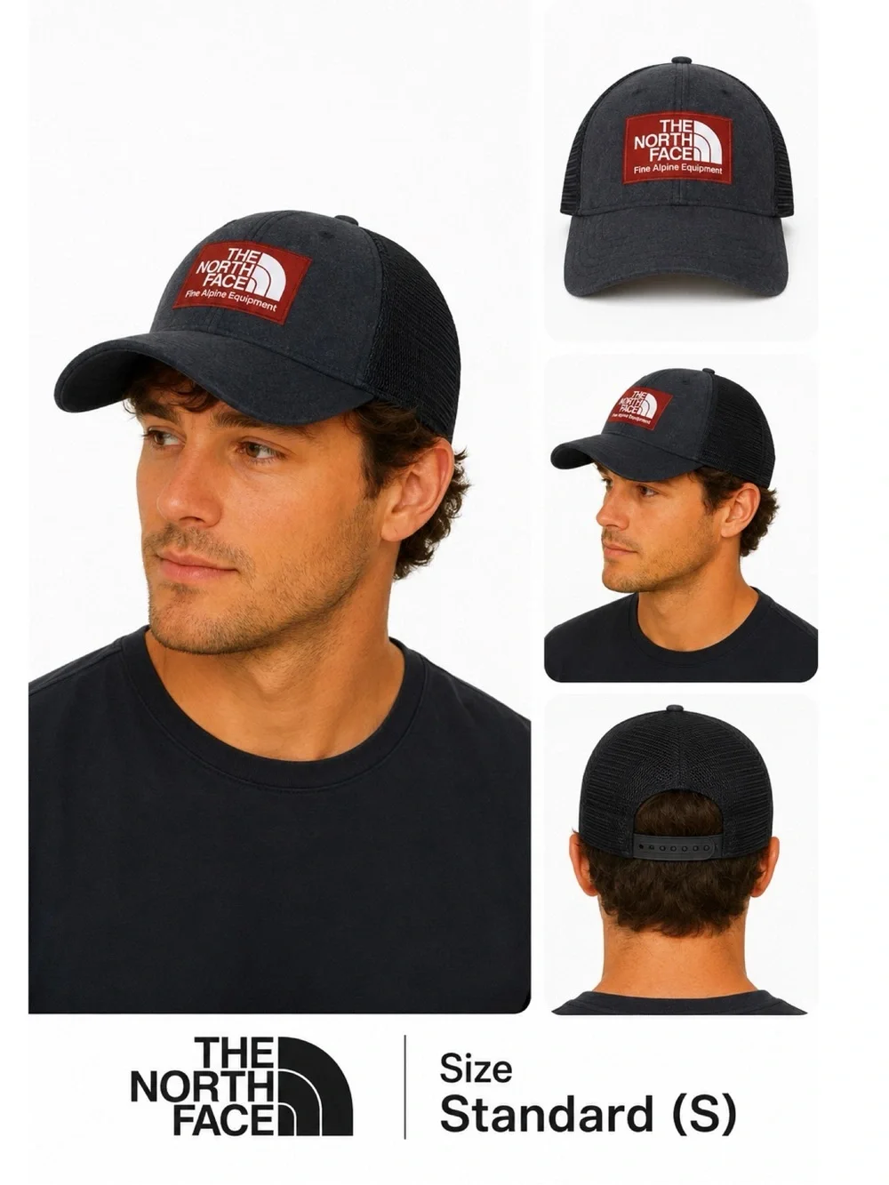The North Face Grey and Red Mudder Trucker Hat